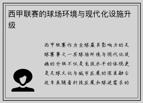 西甲联赛的球场环境与现代化设施升级